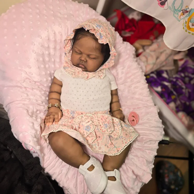 20" Handmade Lifelike Reborn African American Newborn Baby Eyes Closed Girl Baddia：Realistic Reborn Baby Dolls By Rsgdolls®