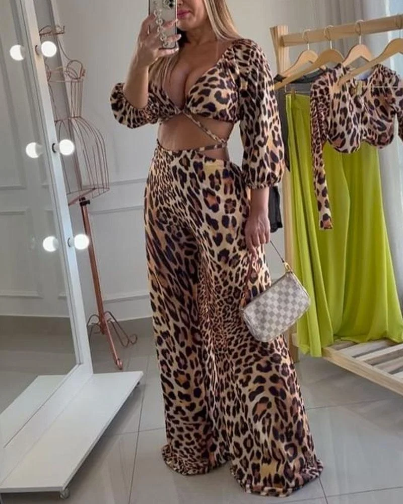Sexy Leopard Print Holiday Leisure Suit