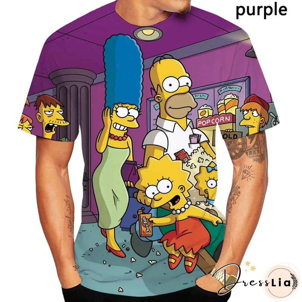 New Fashion 3D Print the Simpsons Cool T-shirt Men/women Short Sleeve Unisex Round Neck Tees