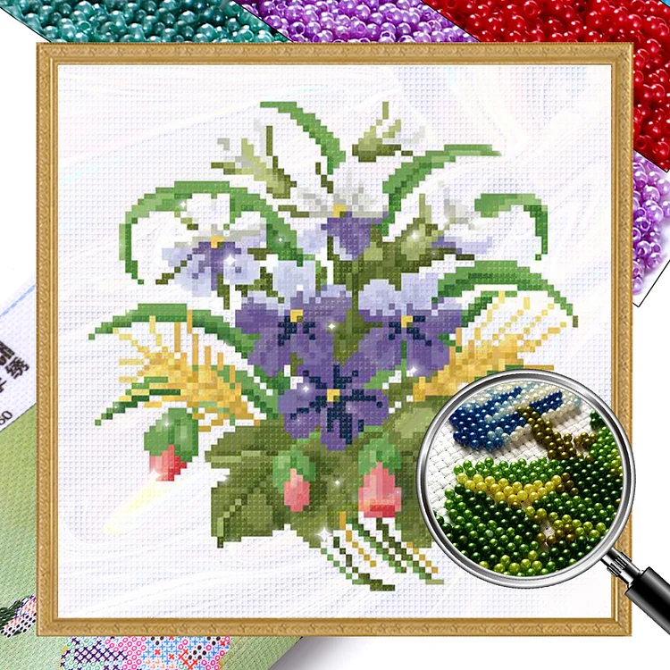 【Bead Embroidery】Flower 25x25cm 9CT Stamped Cross Stitch gbfke