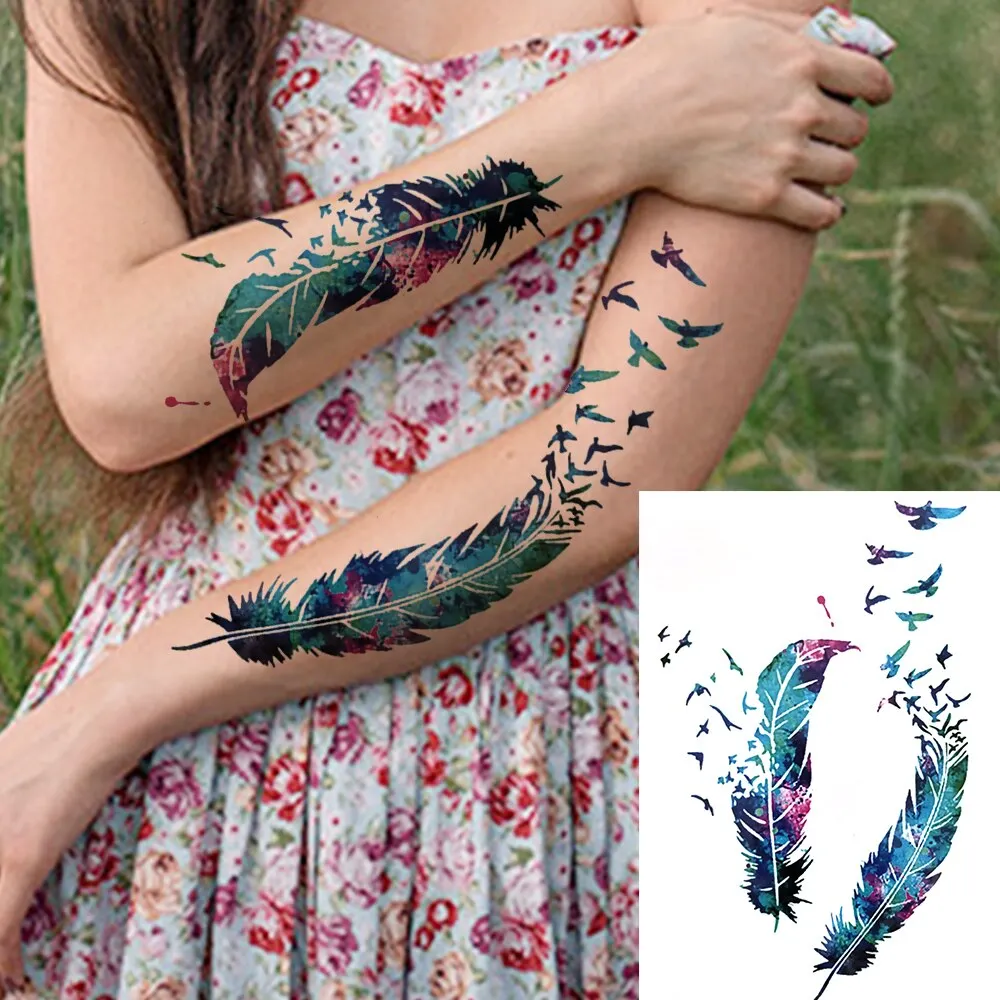 3D Flower Triangle Temporary Tattoos For Women Girl Fake Wolf Deer Geometry Tattoo Sticker Peony Dahlia Body Art Adults Tatoos