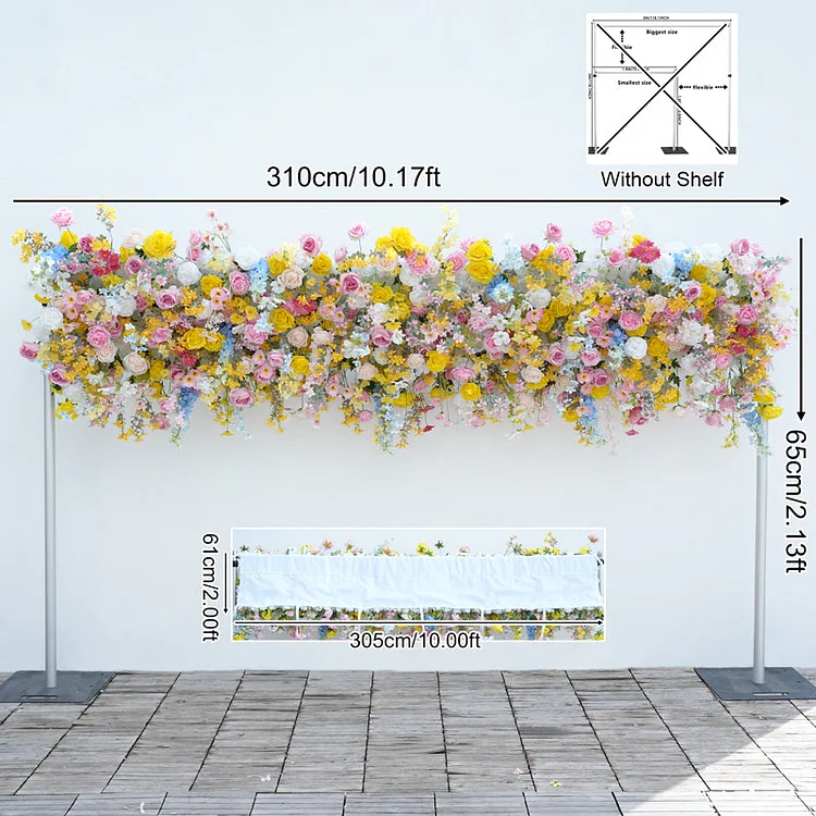 A8765 Colorful Cloth Base Flower Row Decor Outdoor Wedding Backdrop Square Frame