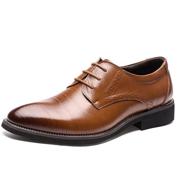 High Quality Genuine Leather Men Brogues Shoes Lace-Up Bullock Business Oxfords Shoes