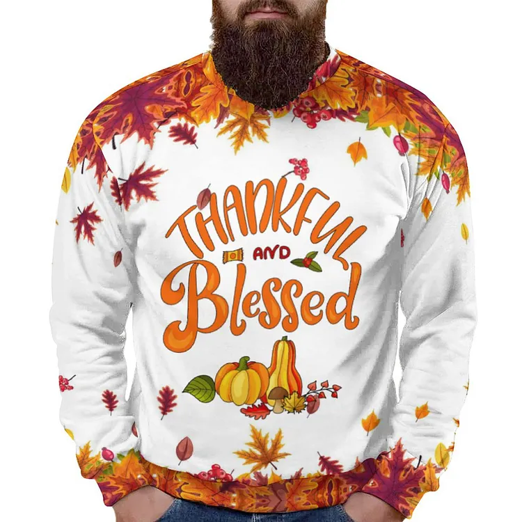 Personalized Design Thanksgiving Men's Full Print Pullover Hoodie Full Print