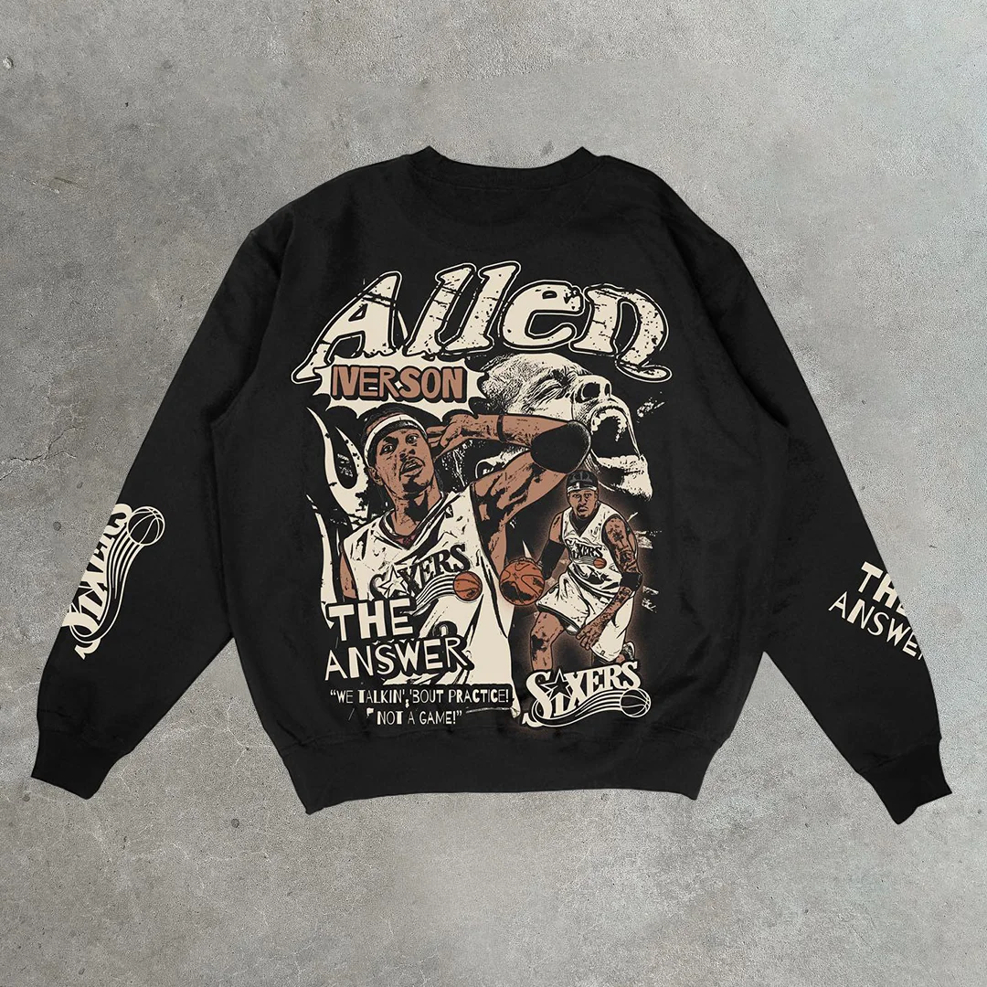 Casual street Sports print long-sleeved crew neck sweatshirt