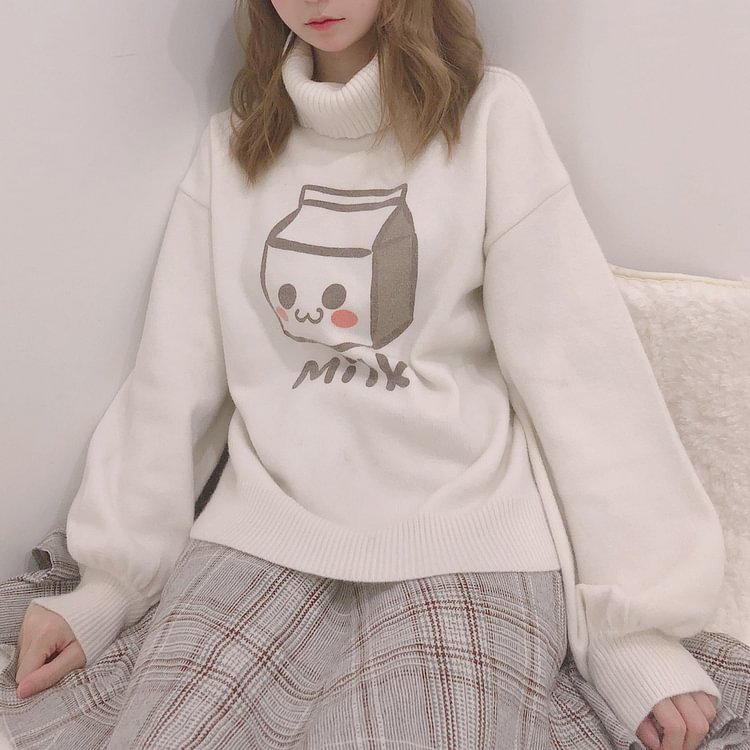 Kawaii Milk Puff Sleeve Sweater S13071