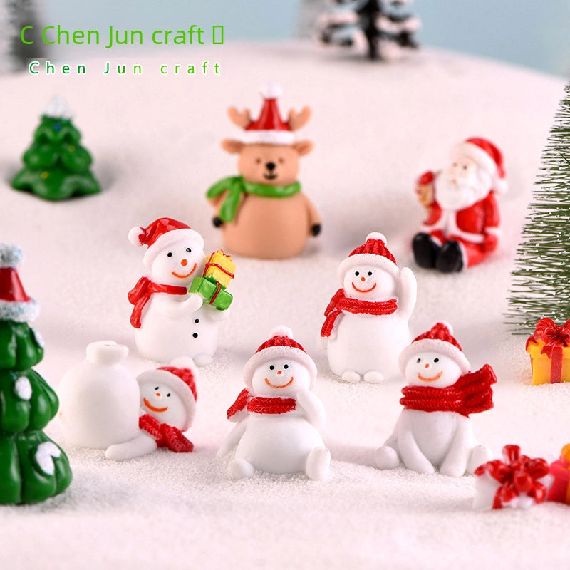 Christmas Snowman Micro Landscape Snow Basin Landscaping Small Ornaments Santa Claus Keychain Pendant Resin Gift
