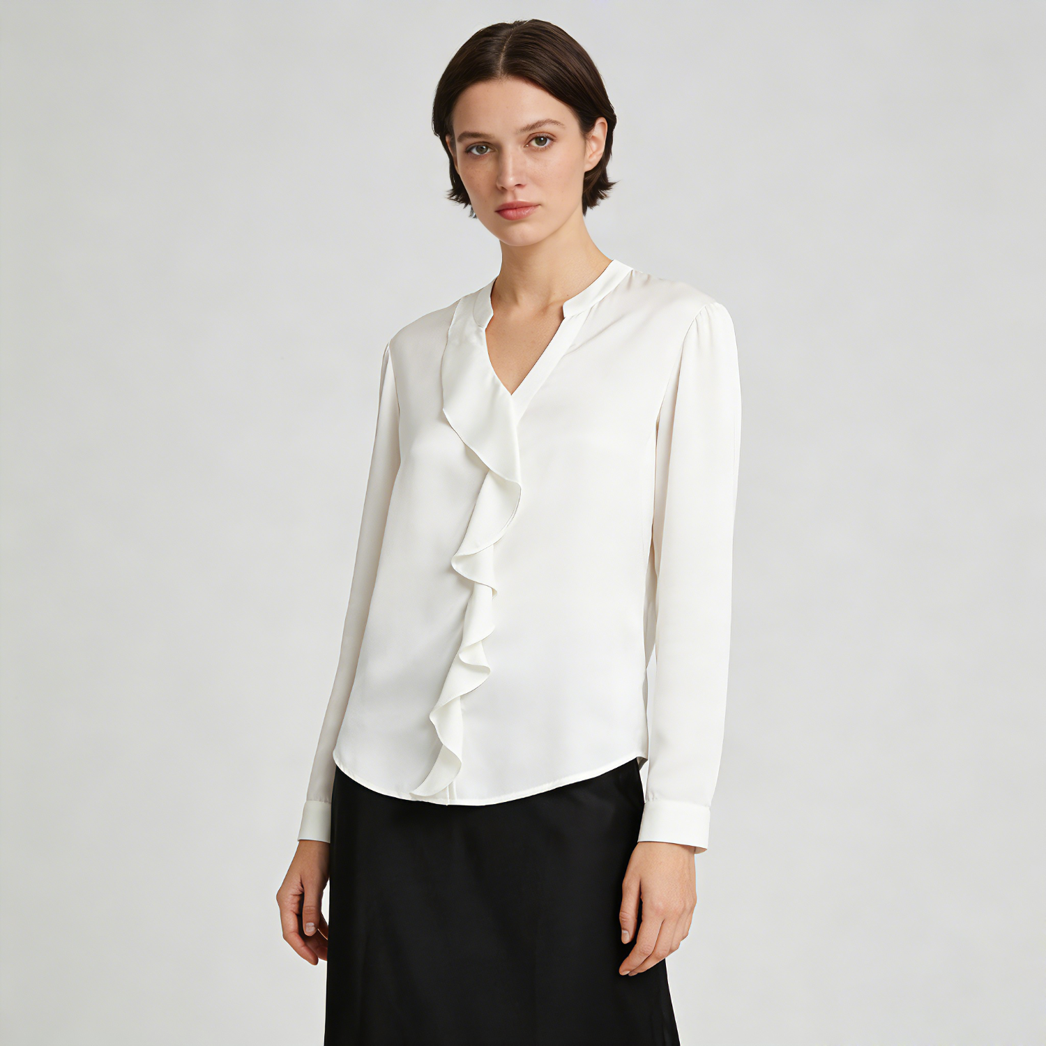 Spring V-neck Fashion Silk Shirt REAL SILK LIFE