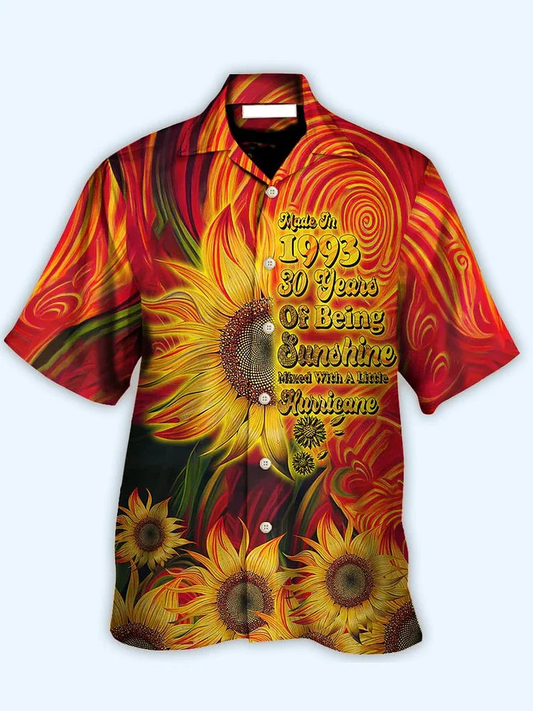 Mens Hawaiian sun flower Plus Size Shirt 