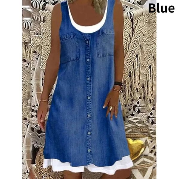 New Women's Fashion Sleeveless Summer Tank Dress Casual Loose Floral Print Swing Flared Sundress Plus Size - Shop Trendy Women's Fashion | TeeYours