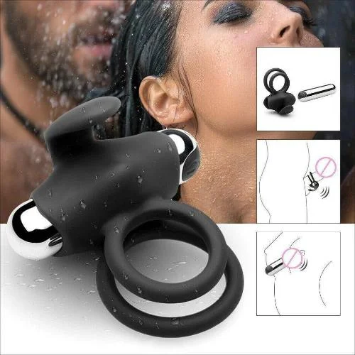 Khalesexx Rechargeable 10 Vibrating Penis Cock Ring Enhancer Adult Sex-toy for Men Couples