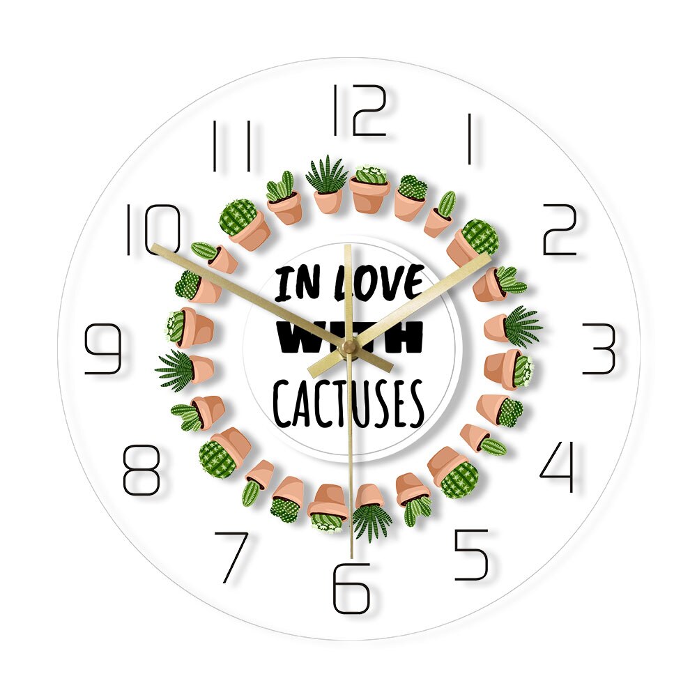 

In Love With Cactuses - Frameless Acrylic Wall Clock, 501 Original