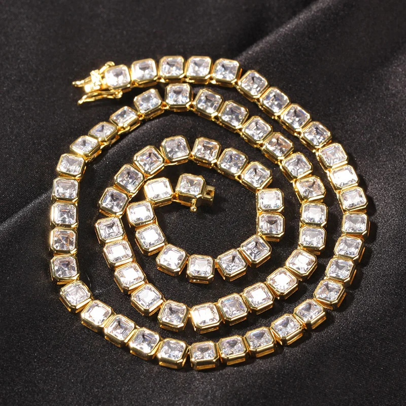 5MM Iced Out Square Zircon Tennis Chain Necklace Hip Hop Jewelry-VESSFUL
