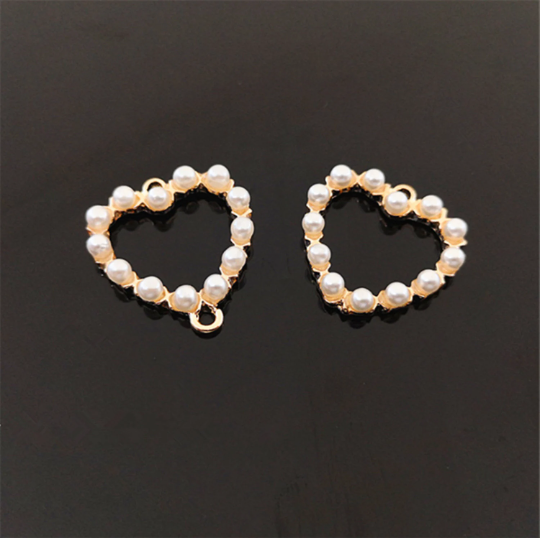 Heart Charms Pendants,Gold plated Heart connector Charms DIY craft Pearl charms jewelry findings 22*23mm