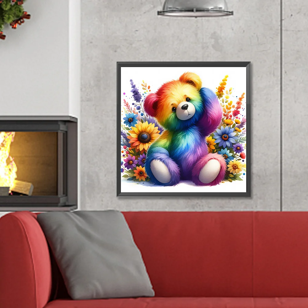 Diamond Painting - Full Round Drill - Rainbow Bear(Canvas|30*30cm)