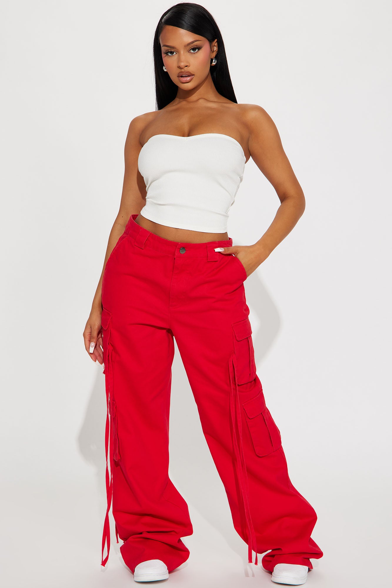Tall Golden Hour Wide Leg Cargo Pant - Red