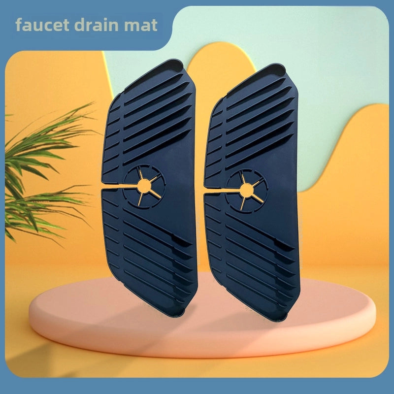 New Silicone Drain Mat Kitchen Bathroom Faucet Mat Sink Faucet Splash-proof Drying Mat