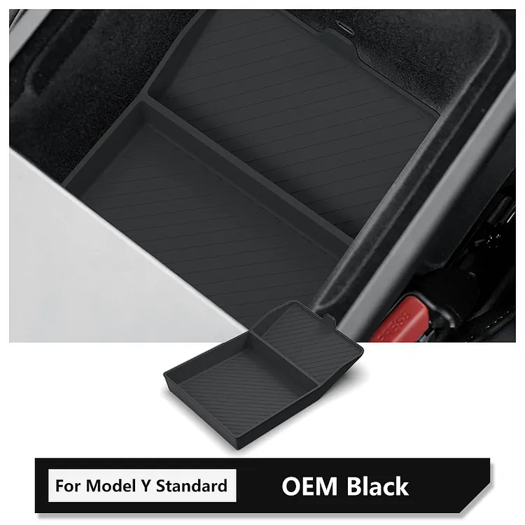 Teslasy Model Y Juniper Center Console Organizer Tray | Silicone Armrest Storage Box for 2026+ Tesla Model Y