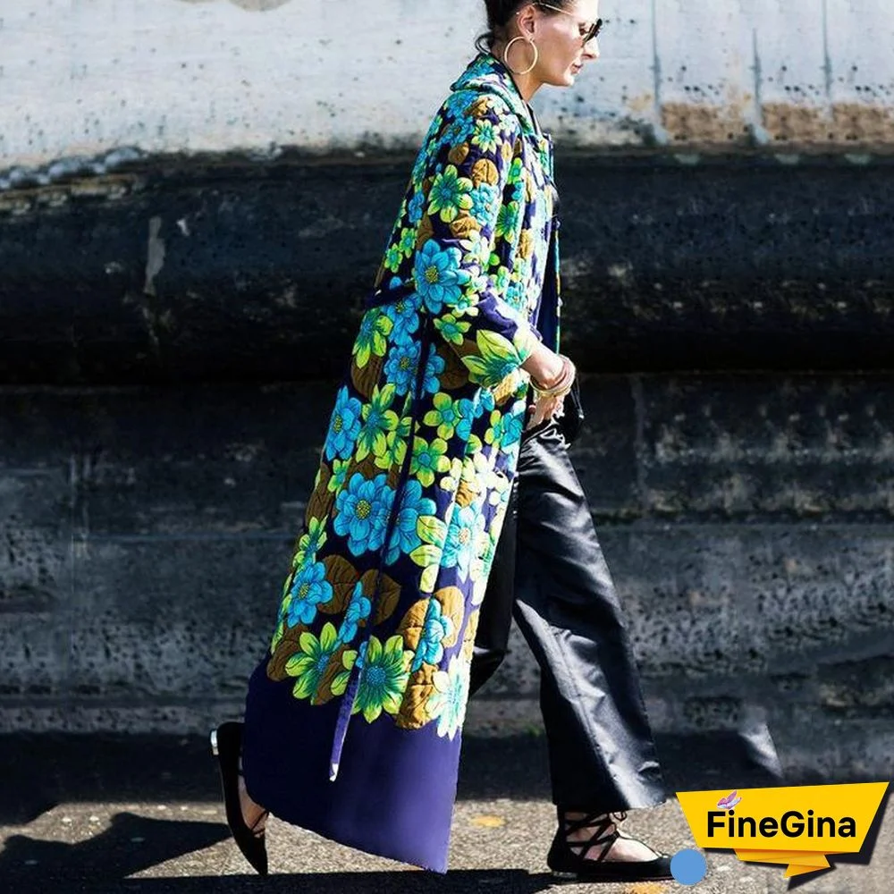 Colored Retro Flower Women Coat