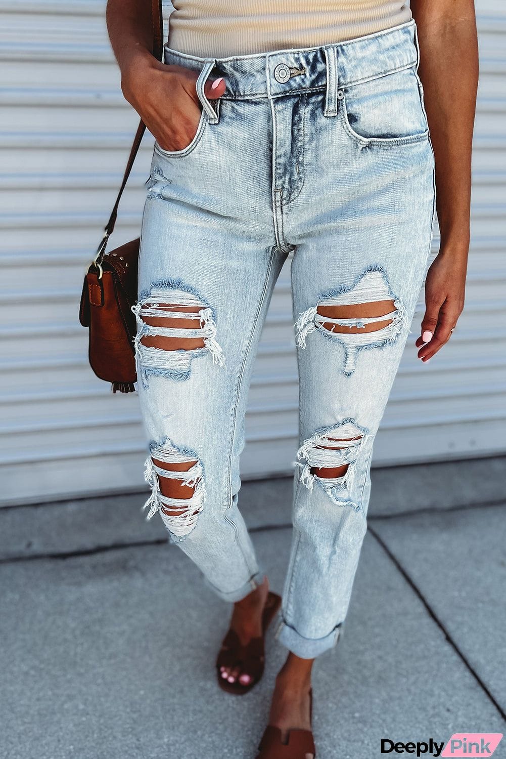 Vintage Wash Distressed Boyfriend Jeans