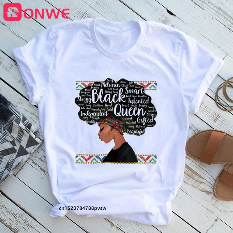 Beautiful African Lady Women T-shirt Girl Sisters Black Lives Matter Funny 90S Print Tops Tee,Drop Ship