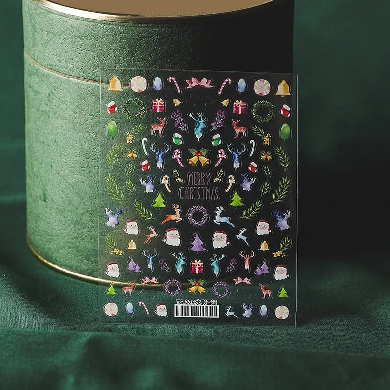 5D Nail Art Stickers Christmas SnowFlake Snowman Deer Tree Design Three-dimensional Frosted Thin Relief Nail Art Charms Decor-Nail Inspo
