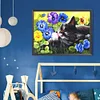 Diamond Painting -DIY Round Drill Cat lounging in Flowers