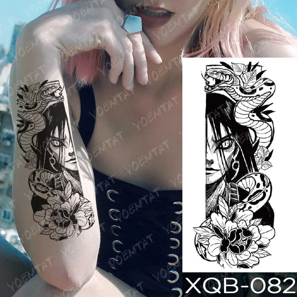 Waterproof Temporary Tattoo Sticker Kurama Orochimaru Snake Flash Tattoos Old School Body Art Arm Fake Tatoo Women Men