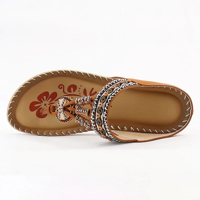 Women's summer flip-flops Bohemian Street Womens Flowers Platform Sandals Ladies Plus Size 36-43 sandalias chaussure femme