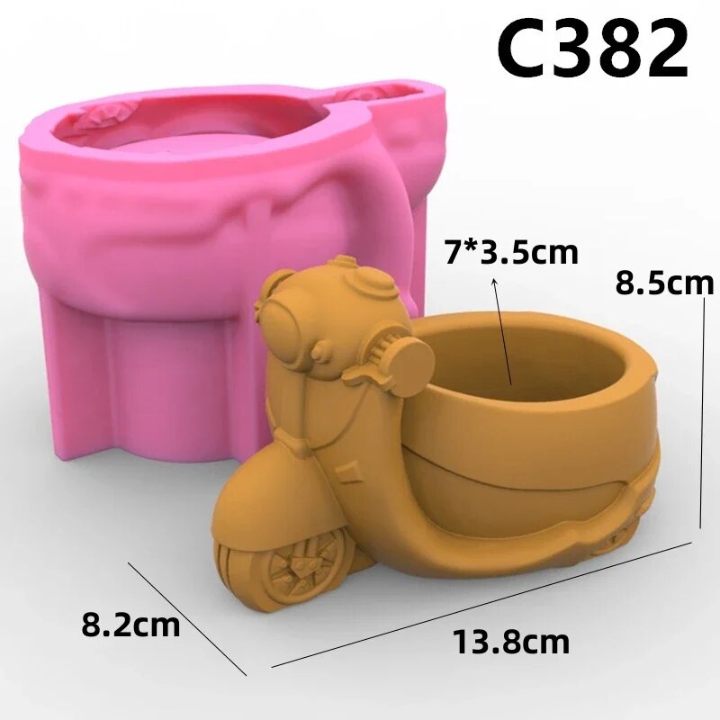 3D Car succulent plant flowerpot resin silicone mold cute cartoon car storage box candle cup concrete gypsum silicone mold