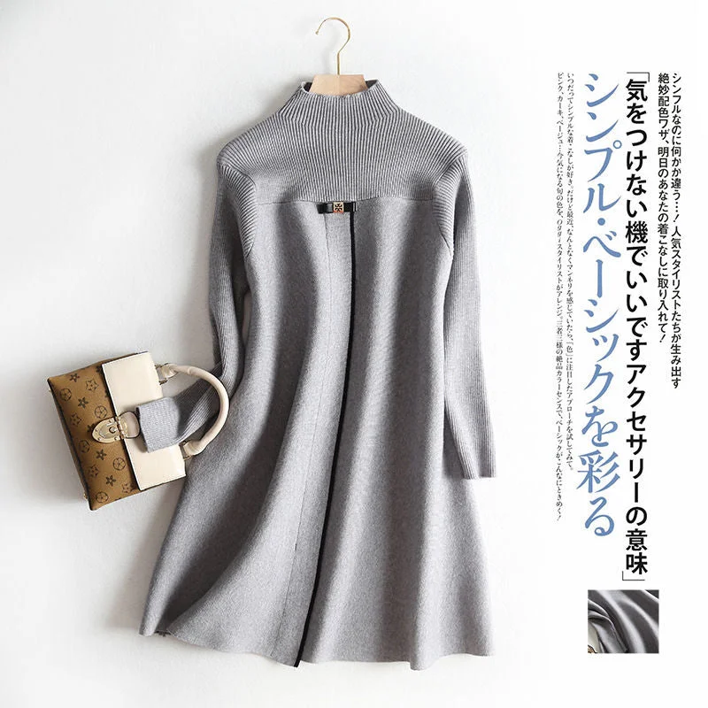 2021 Pullover Autumn And Winter New Korean Women's Long Section Lazy Wind Lady Loose Long-sleeved Sweater Dress