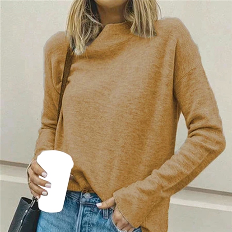 Turtleneck Sweater Autumn Winter Knitted Jumper Women's Sweaters Casual Loose Long Sleeve Pullovers Female