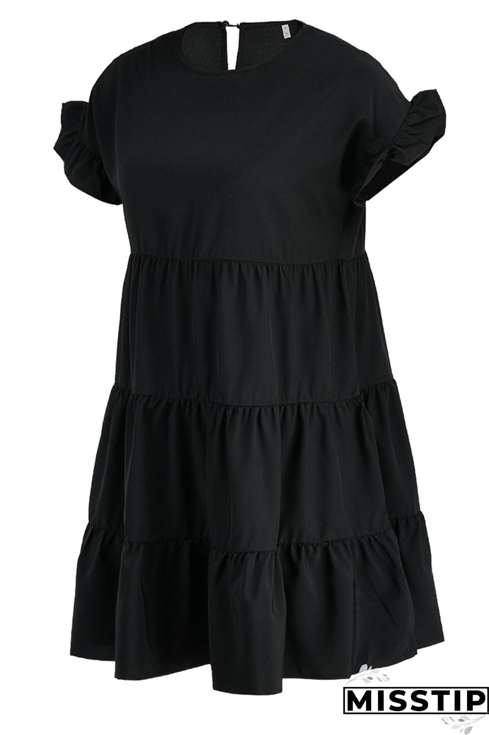 Blue Casual Solid Patchwork Fold Stringy Selvedge O Neck A Line Dresses