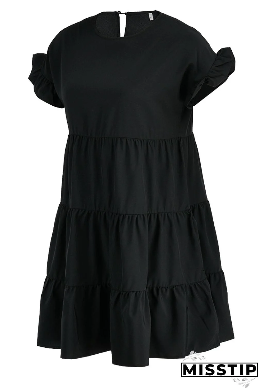 Blue Casual Solid Patchwork Fold Stringy Selvedge O Neck A Line Dresses