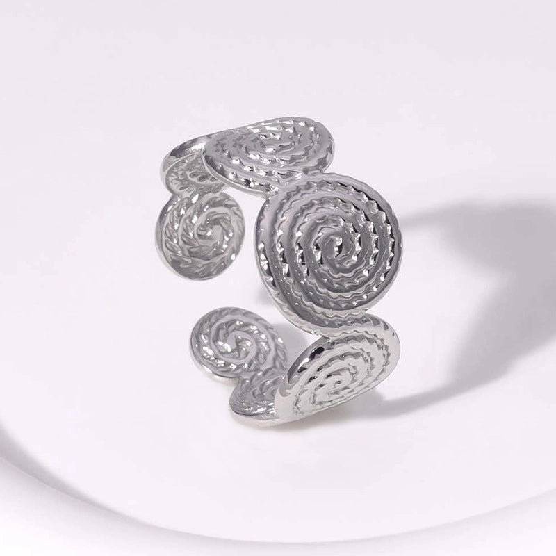 304 Stainless Steel 18K Gold Plated Vintage Style Plating Geometric Solid Color Open Rings3