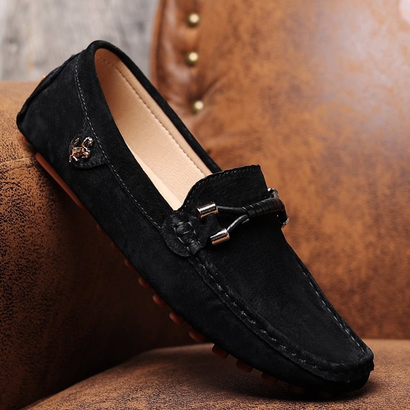 YRZL Loafers Men Casual Fashion Suede Men Shoes Lightweight Soft Genuine Leather Moccasins Slip on Driving Shoes for Men Size 48