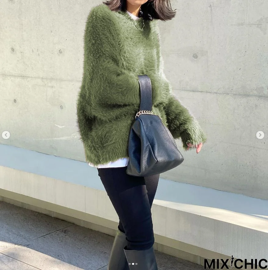 Green Long Sleeve Shift Hoodie Sweater