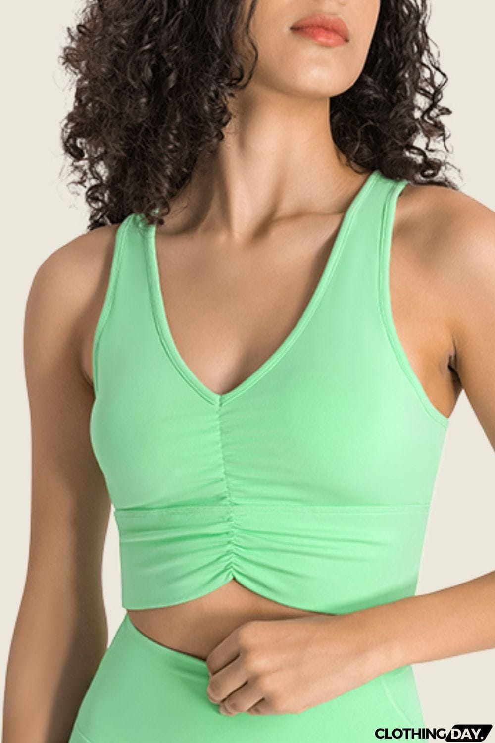Gathered Detail Halter Neck Sports Bra