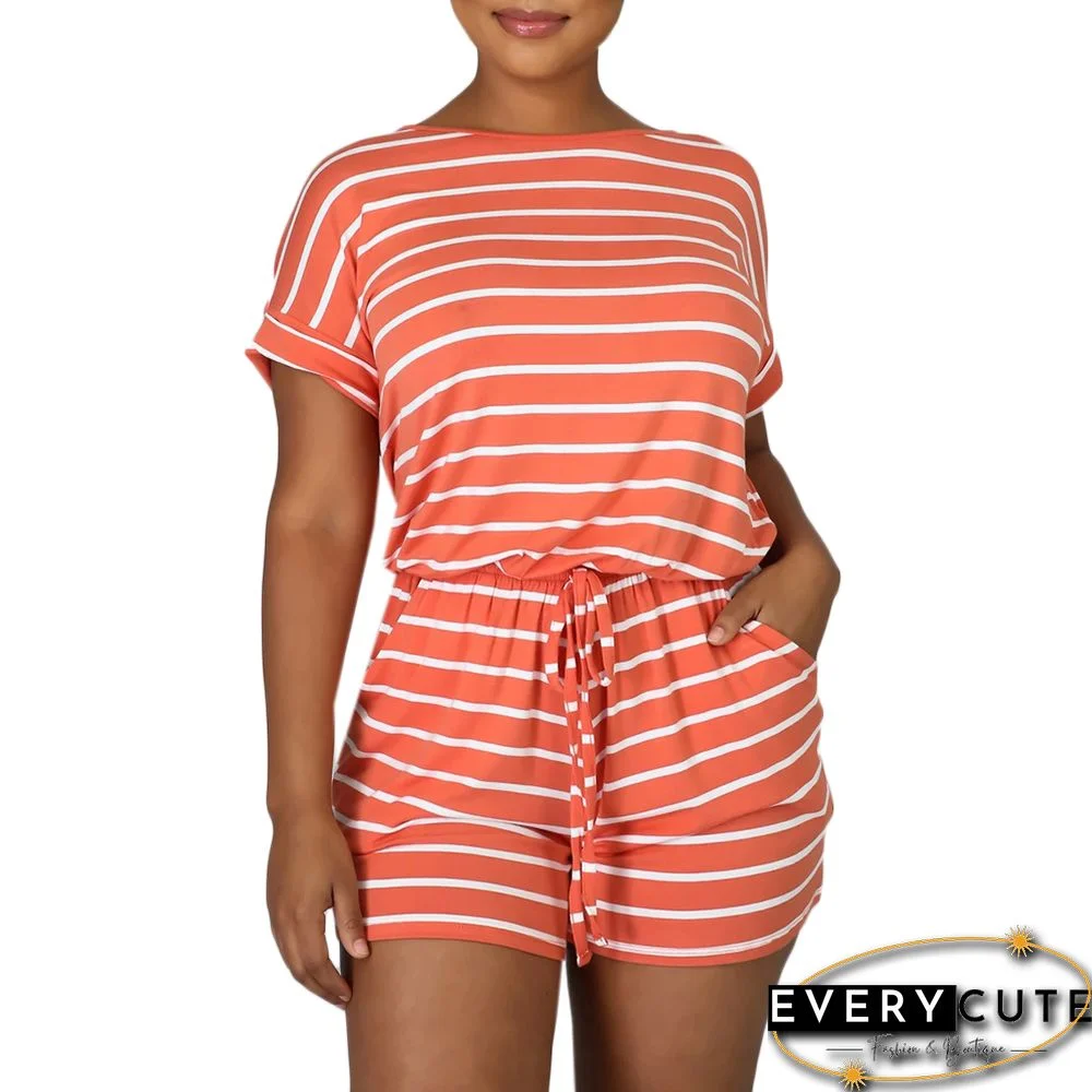 Orange Stripes Plus Size Loungewear Set
