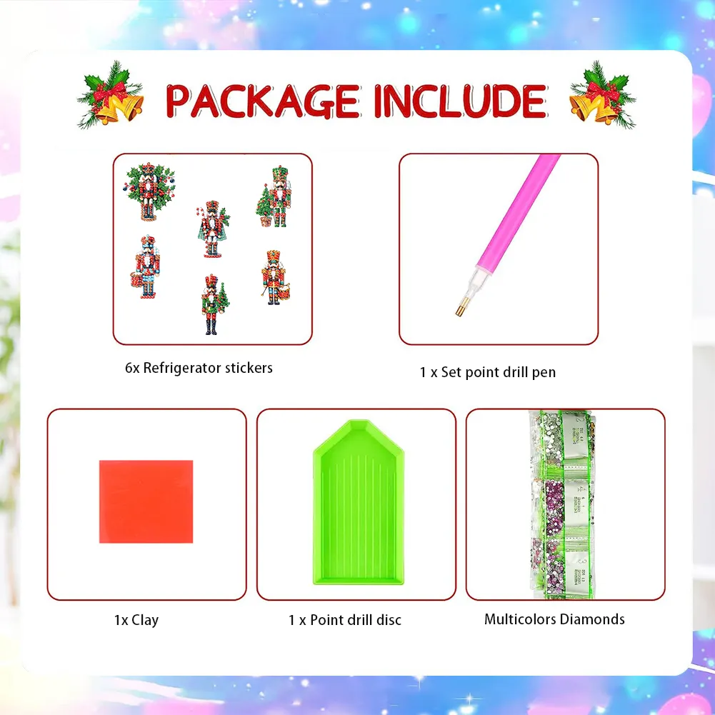 6Pcs Acrylic Special Shape Christmas Nutcracker Fridge Stickers (LY836)