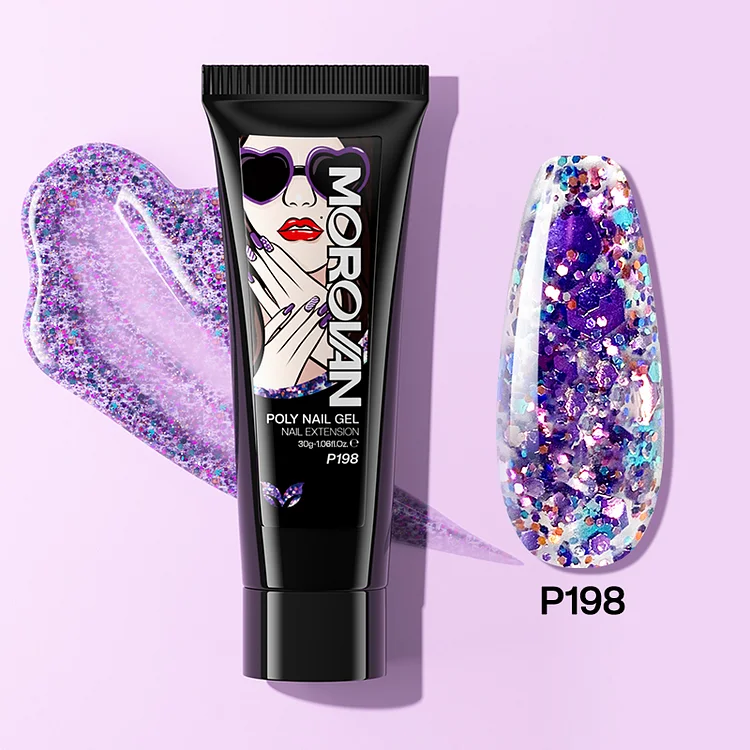 Dark Purple Platinum Glitter Poly Nail Gel 30ml