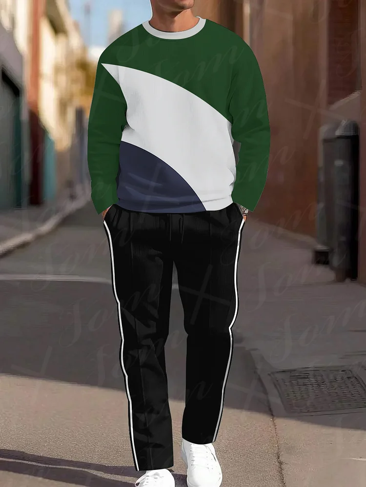 Men Casual Printed Hoodied and Pants Suit