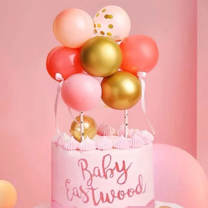 1set Creative 10pcs 5inch Balloon Cake Topper Set Birthday Party Decoration Cake Toppers Baby Shower Wedding Decor Supplies