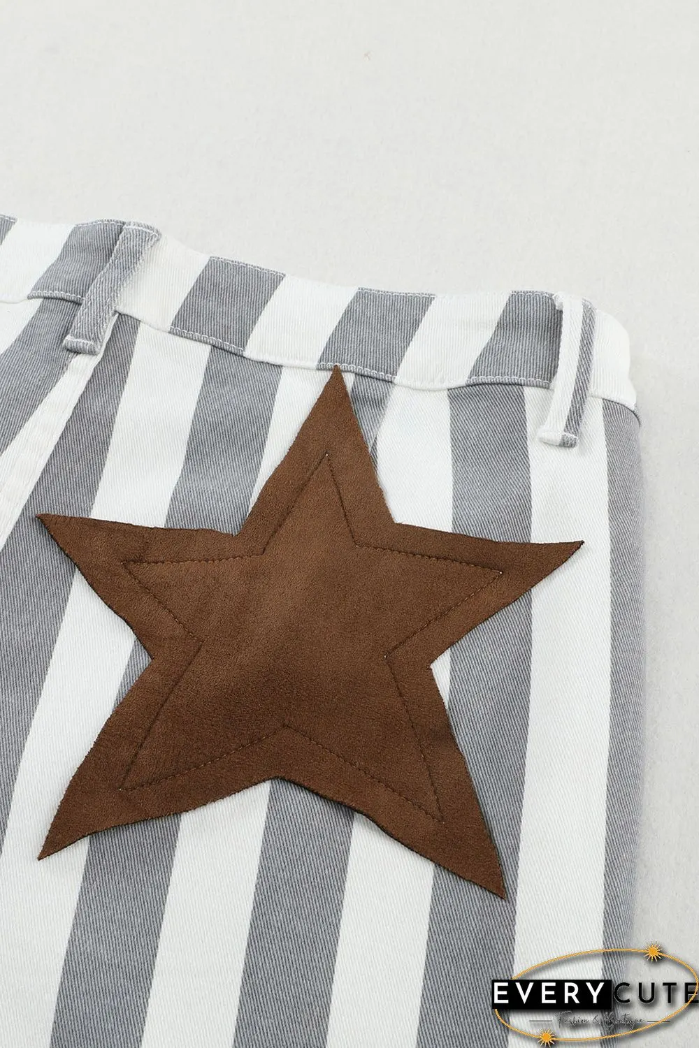Stripe Star Embellished Western Flare Jeans