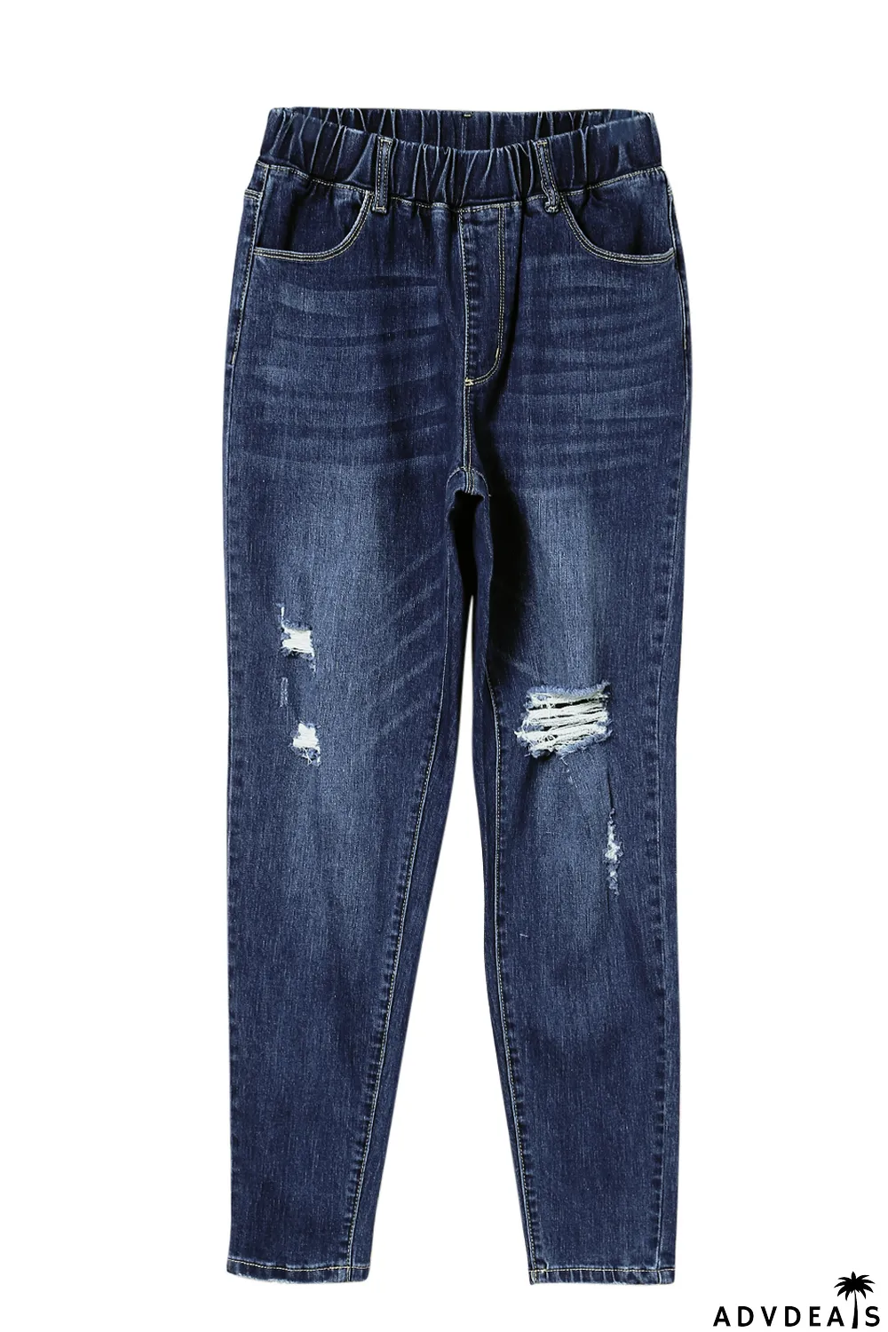 Blue Distressed High Waist Skinny Jeans