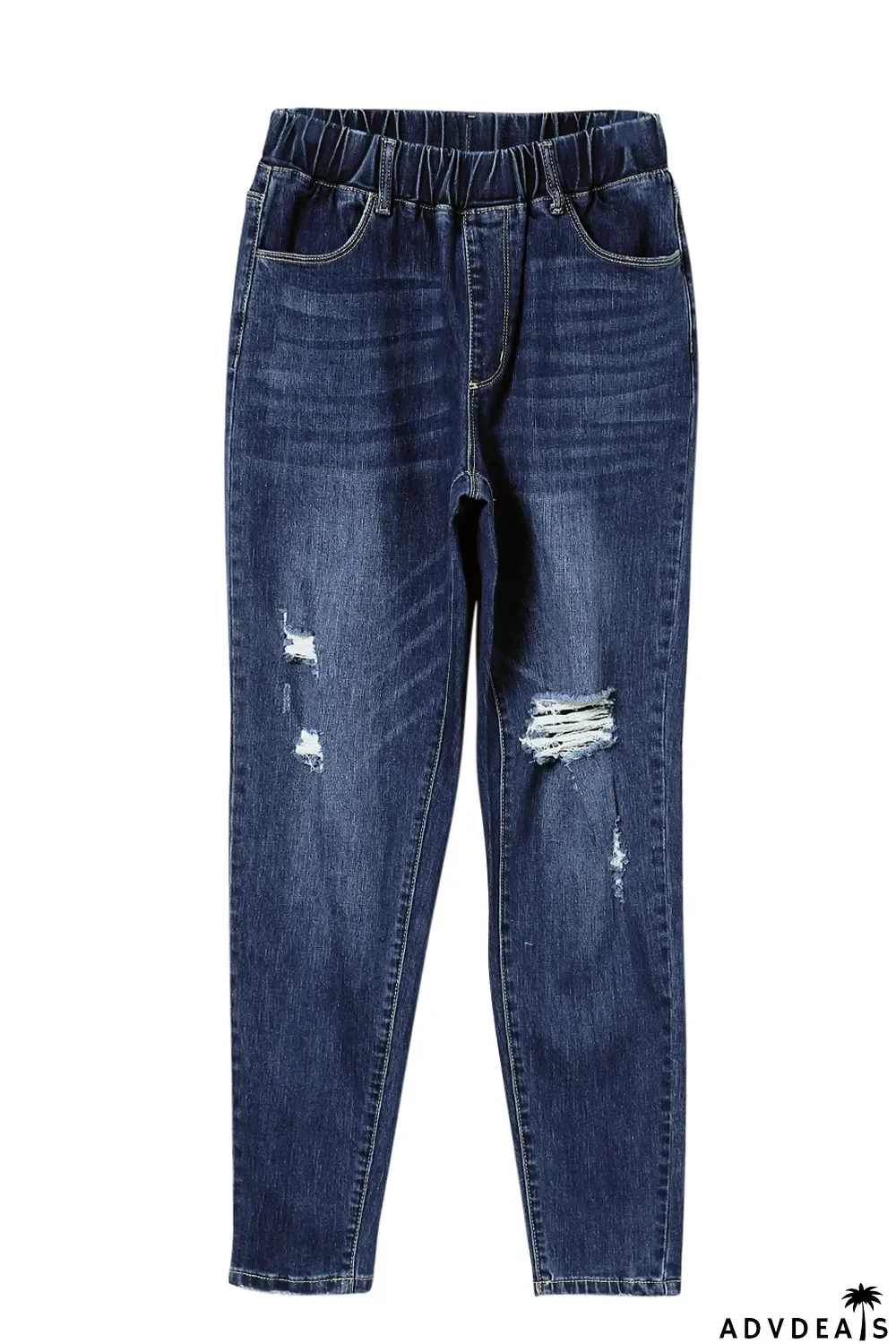 Blue Distressed High Waist Skinny Jeans