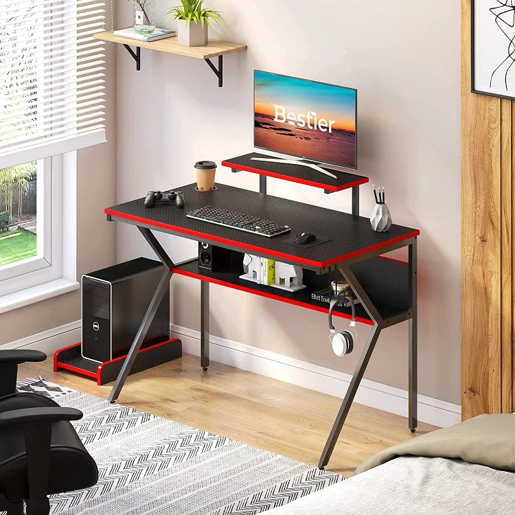 Bestier 44 inch Gaming Desk with Monitor Stand 