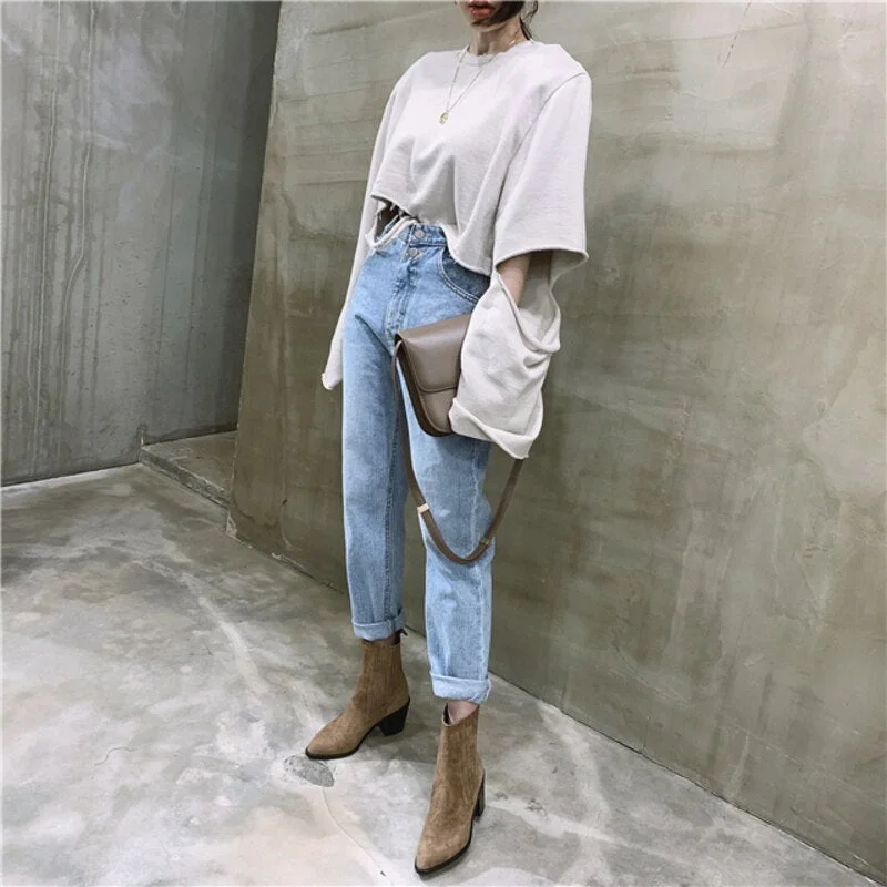 Jeans Woman Casual Harem Jeans Streetwear Denim Pants  Trousers Slouchy Jeans Femme