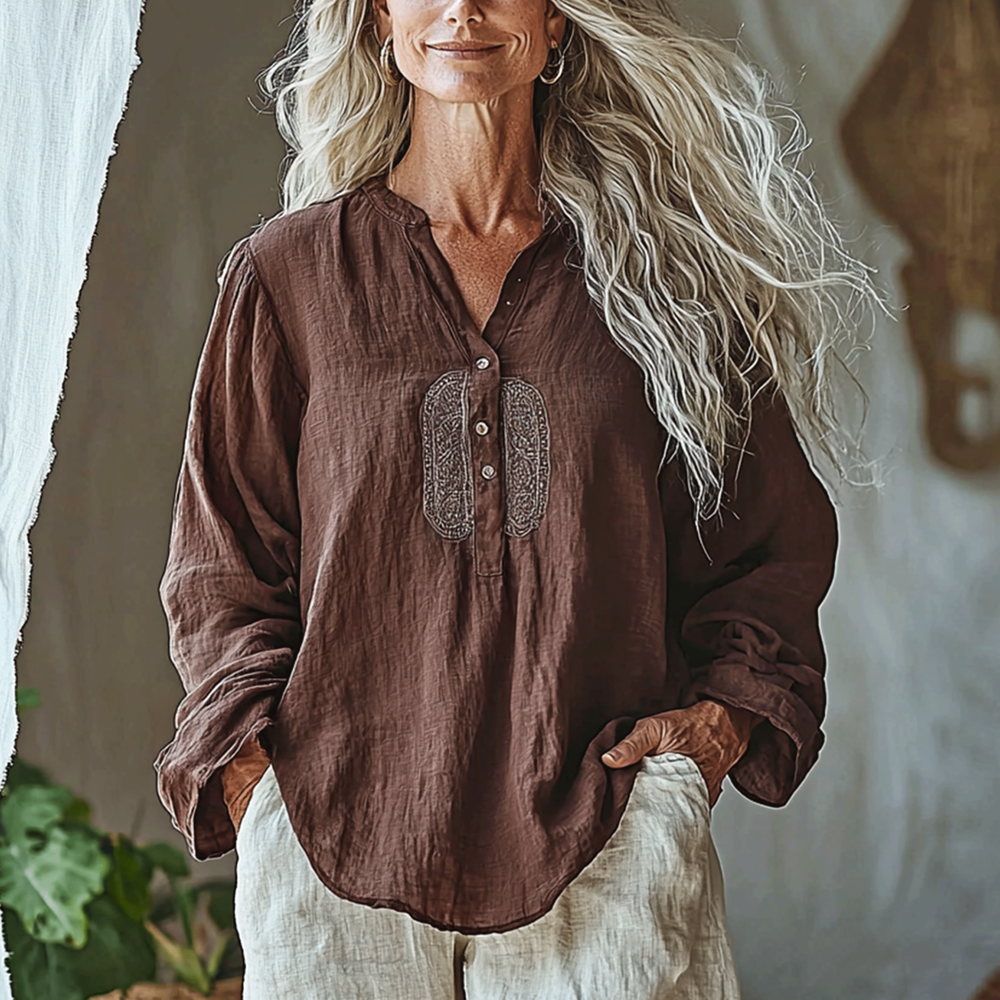 Women's Spring & Summer Vintage Bohemian Loose Linen Shirt