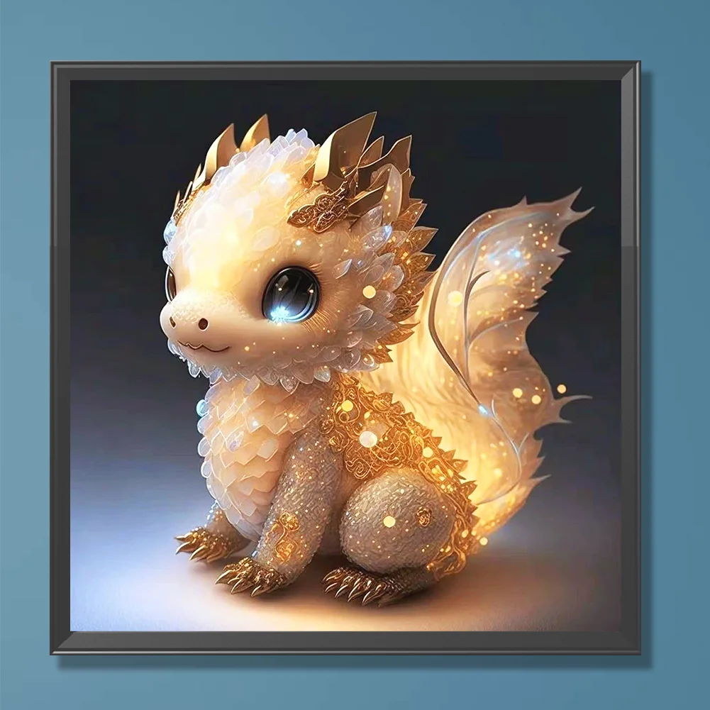 Full Round Diamond Painting 30*30cm - Golden Little Dinosaur